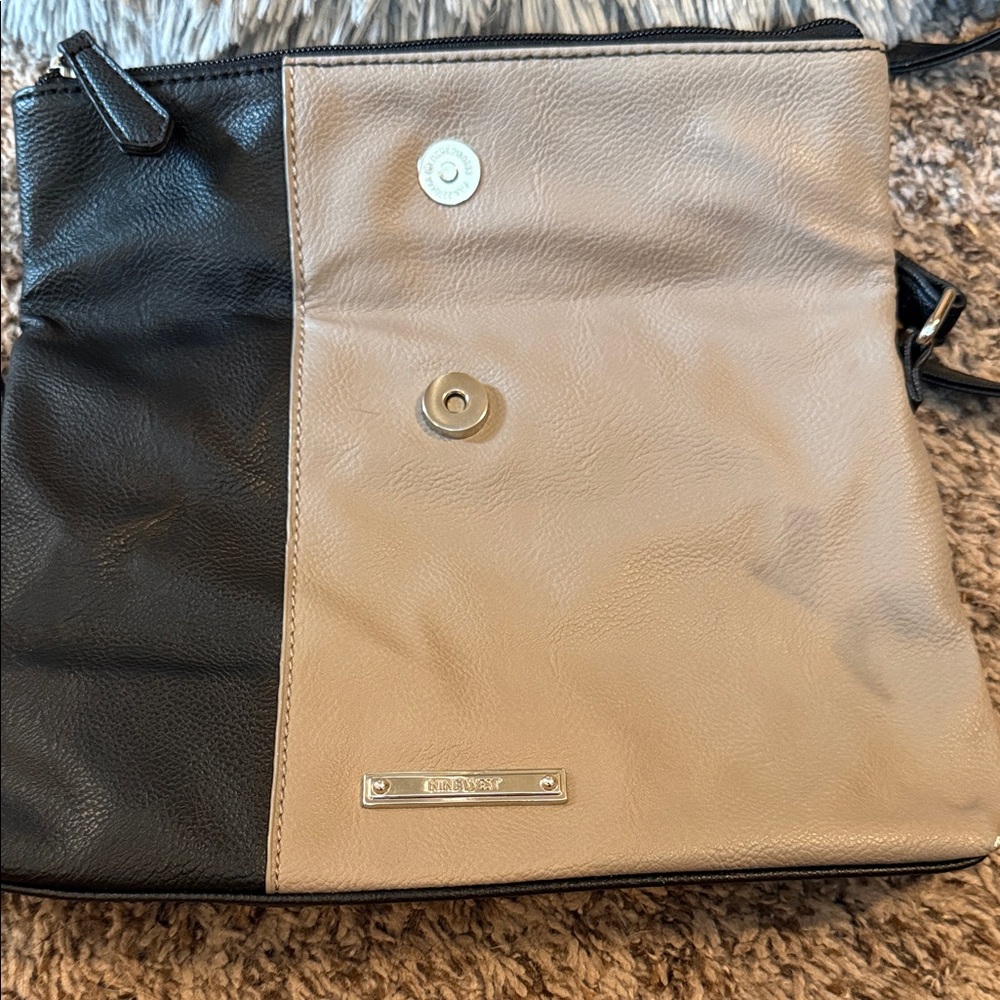Nine West Black and Beige Two-Tone Crossbody Bag